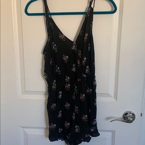 American Eagle Black Flower Romper